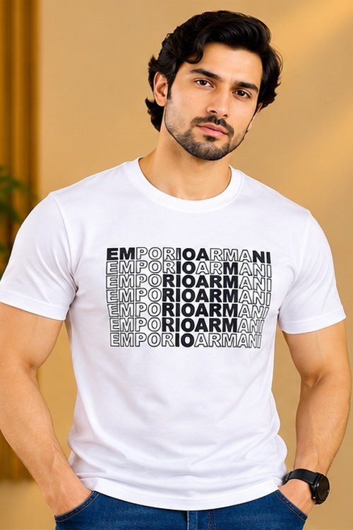 A | X Repeating Typography Graphic Print Round Neck T-Shirt