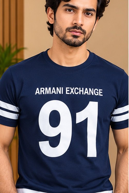 A | X Navy Blue Number 91 Graphic Print T-Shirt