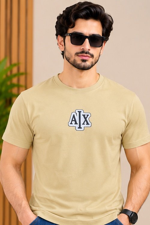 A | X Beige Graphic Print Round Neck T-Shirt