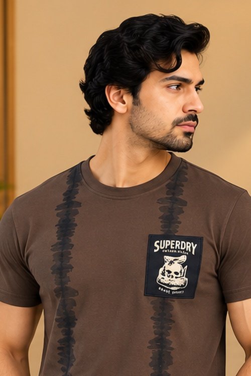 Superdry Brown Graphic Pocket T-Shirt - Image 2