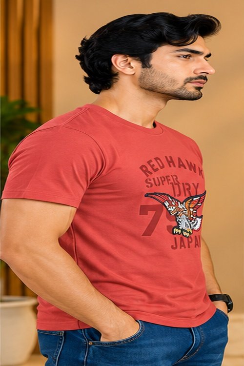 Superdry Red Eagle Graphic Print Round Neck T-Shirt - Image 2