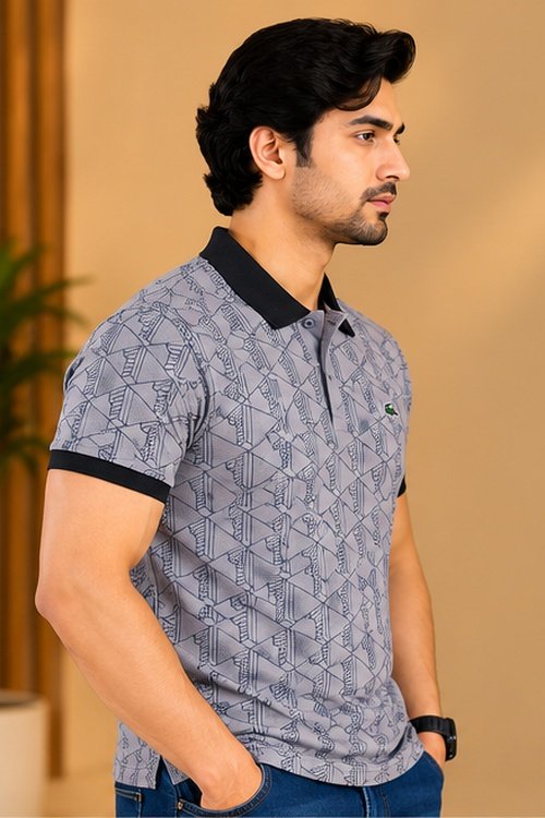 Lacoste Geometric Print Polo T-Shirt - Image 2