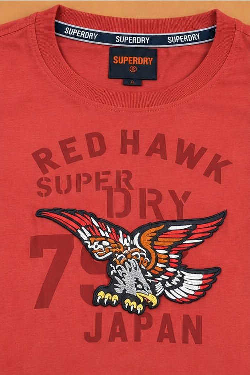 Superdry Red Eagle Graphic Print Round Neck T-Shirt - Image 5