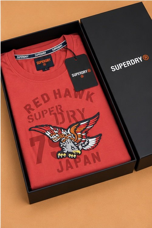 Superdry Red Eagle Graphic Print Round Neck T-Shirt - Image 4